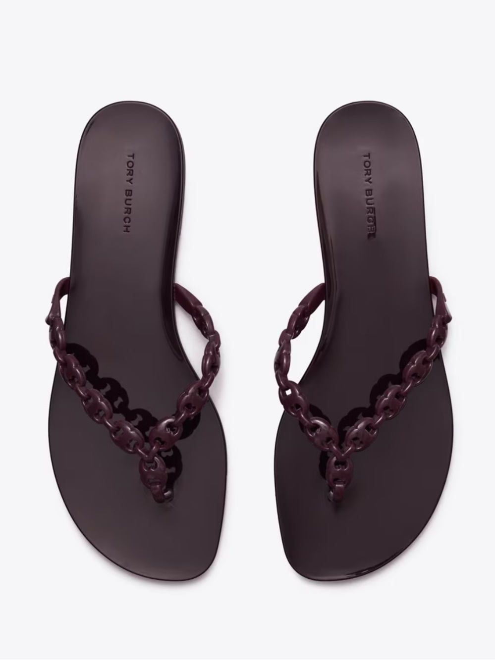 Tory Burch Women's Gemini Link Jelly Flip Flop Sandals in Deep Plum